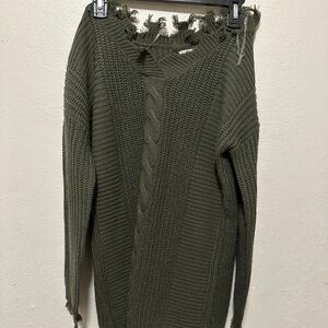 Olive Green Cable Knit Sweater